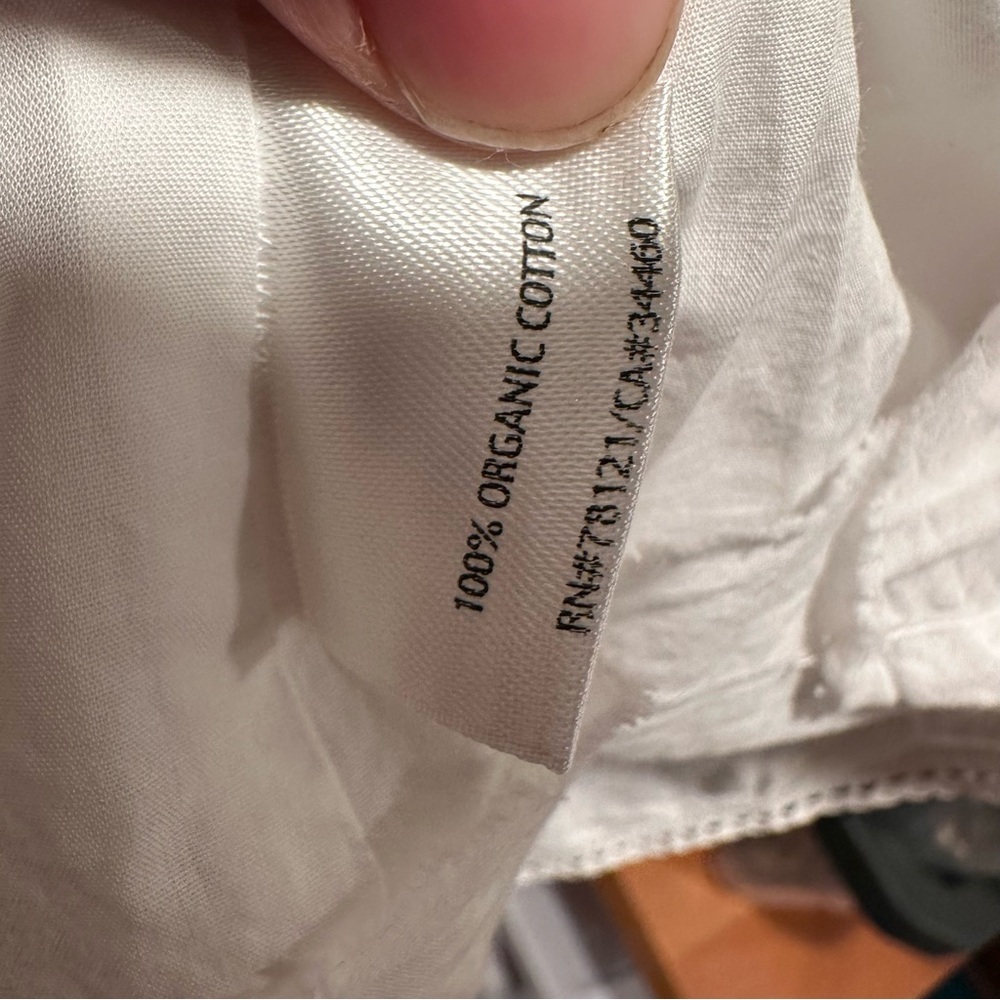 Eileen Fisher White Cotton Lined Midi Shift Dress Front Pockets Petite Large PL - Picture 10 of 15